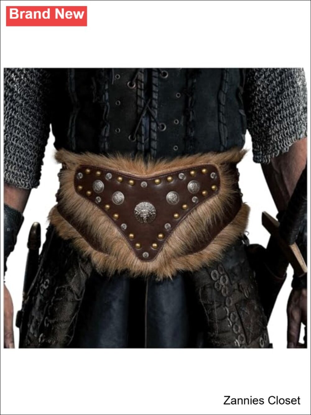 ✨ Leather Faux Fur Viking Wide Waist Belt Medieval Armor Cosplay